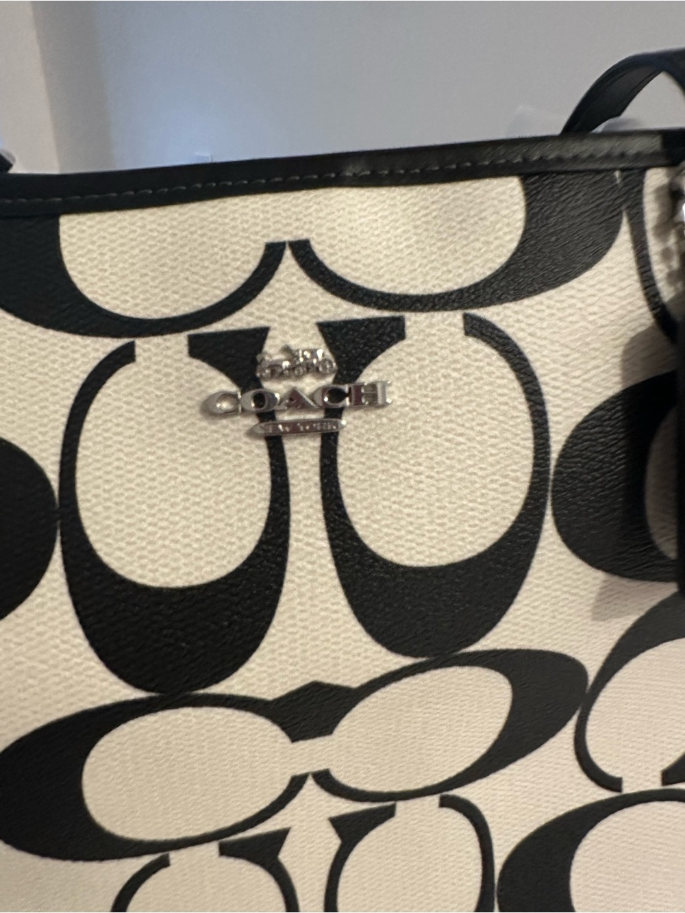 Coach Black & White Signature Tote - Picture 2 of 10